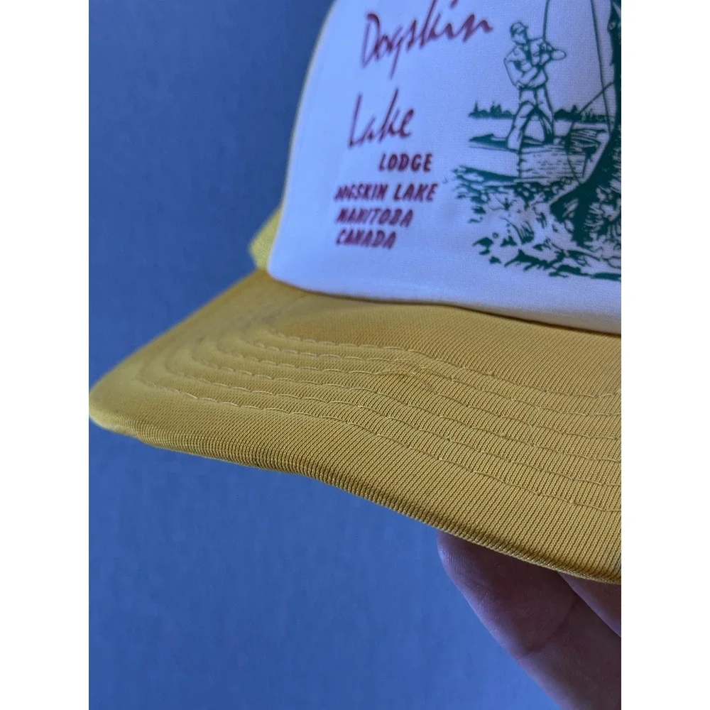 Vintage Dogskin Lake Lodge Debroni's Hat Cap Snap Back Mens‎ One Size Yellow